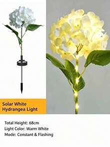 1pc[Solar Powered Single Head 20cm Large Hydrangea Flower Light]LED Outdoor Waterproof Artificial Flower Light, Solar Garden Light Outdoor Decoration For Yard, Suitable For Garden, Pathway, Backyard, Lawn Stake Lighting, Easy To Install, Large Battery, Solar Garden Light - Single-head Large Hydrangea - View 13