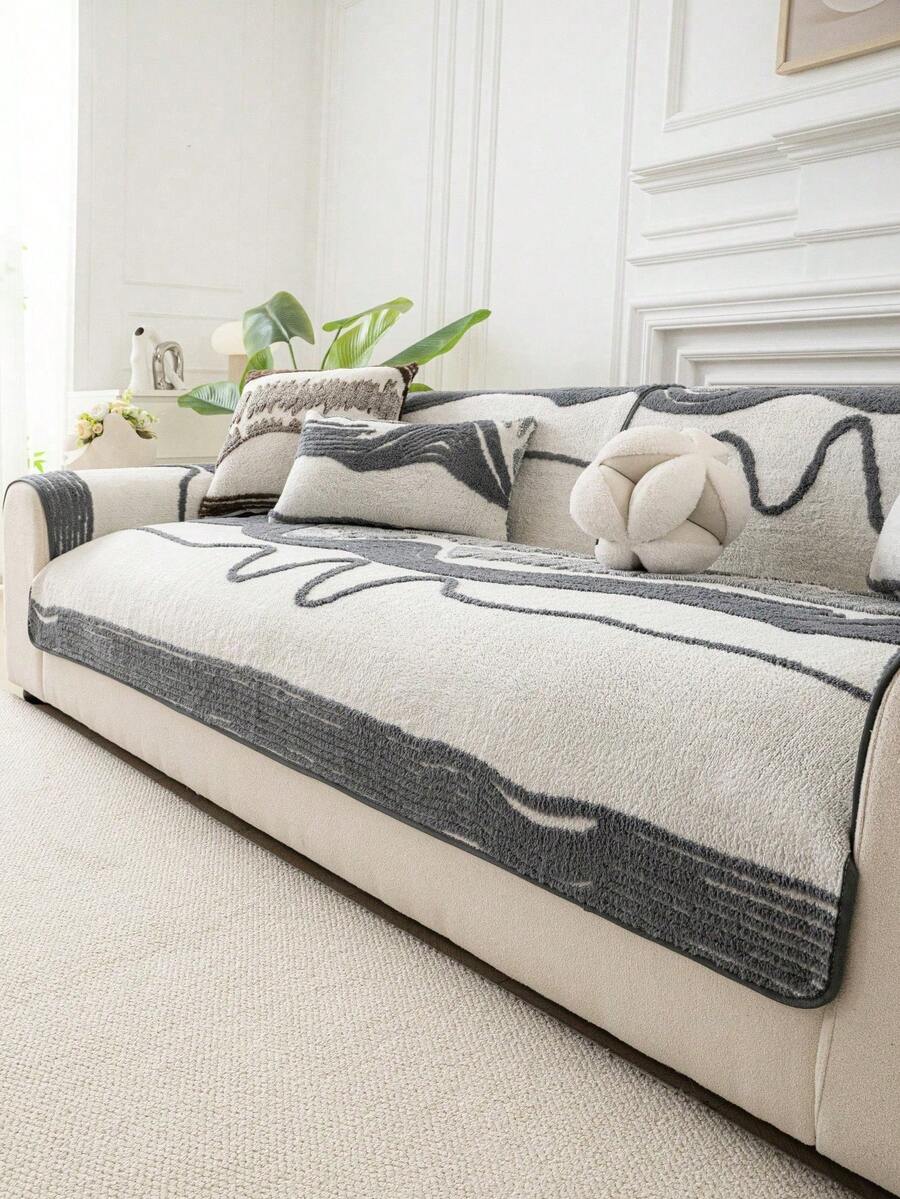 1 buah Sarung Sofa Gaya Bohemian, Bantal Sofa Desain Aneka Warna untuk Semua Musim, Alas Sofa Pelindung Ramah Hewan Peliharaan, Cocok untuk Sofa 1 Dudukan, 2 Dudukan, 3 Dudukan, dan 4 Dudukan - Grey - View 1