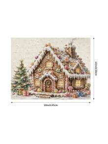 Christmas Table Runner, Throw Pillow, Placemat With Gingerbread House, Candy, Christmas Tree And Gift Print, Cute Cartoon Style, Holiday Kitchen And Dining Room Tabletop Decor - Multicolor - View 6
