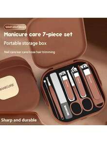 7pcs/Set Portable Nail Clipper Set, Anti-Splash Nail Trimmer Kit For Manicure & Pedicure - Multicolor - View 1