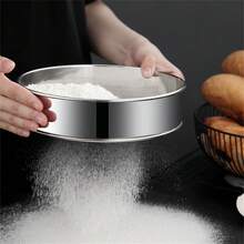 Flour Sifter; Stainless Steel; 40 Mesh; Professional Baking; Fine Mesh; Filter Flour; Powdered Sugar; Cocoa Powder; Making Cakes; Bread Cookies; Pizza; Kitchen DIY; Camping And Picnics; Outdoor Cooking; Family Gatherings; Practical Kitchenware - View 1