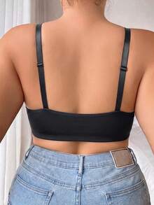 1pc Casual Women's Comfortable Minimalist Non-Padded Knit Fabric Front Closure Nursing Bra Plus Size - Black - View 2