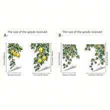 2pcs/Set Stained Glass Lemon Vine Window Clings, Static Cling Hanging Plant Window Decals, Double-Sided Non-Adhesive Film For Sliding Glass Doors Kitchen Home Window Decor - Multicolor - View 4