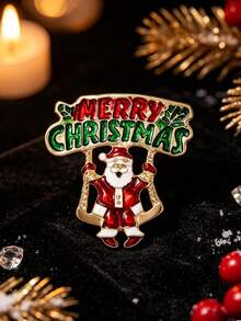 1pc Santa Claus Brooch, Versatile Holiday Outfit Accessory Pin Corsage - Red - View 2