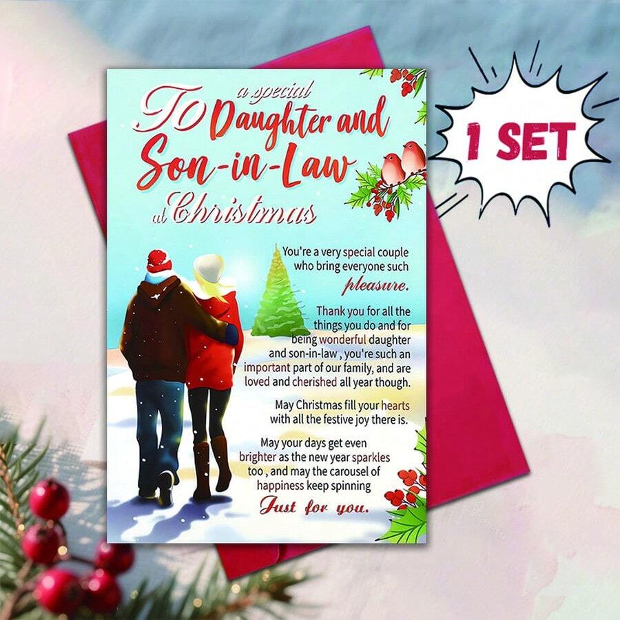 A Set Of Exquisite Christmas Cards And Envelopes, Perfect For Gifting To Father, Mother, Daughter, Son Or Friends. This Is An Excellent Choice For Celebrating Christmas And Sending Holiday Greetings, A Unique Christmas Gift Y7JW. - Sets - View 1