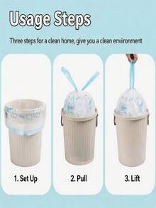 Satu Gulungan (50 buah) Kantong Sampah Serut, Dicetak dengan Motif Kelinci Kartun Lucu, Pegangan Tebal Bermotif, Kantong Sampah Sekali Pakai Serbaguna, Cocok untuk Kamar Tidur Keluarga, Dapur, Kamar Mandi, Kantor, dan Dekorasi Natal. - Beraneka warna - View 6