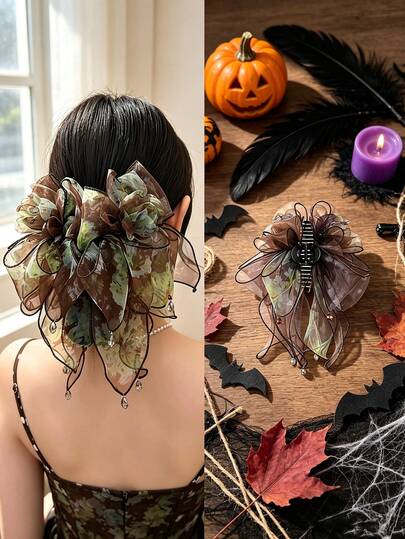 1 pieza Pinza para el cabello con flores vintage, accesorio para el cabello de estilo oscuro popular, adecuado para fiestas nocturnas, peinado diario y ocasiones festivas