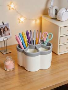 1pc 360° Creative Rotating Pen Holder, Large Capacity Luxury Minimalist Desktop Organizer, Compartment Design, Durable & Anti-Drop, Office Desk Accessory, Pencil Case, School Essential, Bathroom Decor Accessory, Bathroom Accessory, Cosmetic Organizer, Holiday Essential, Room Decor, Autumn Home Decor, Also Suitable For Back To School, Christmas, Christmas Home Decor, Christmas Stocking Filler, Christmas Gift, Gift For Women - One Size Fits All - View 9