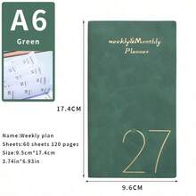 1pc A6 2027 Yearly Planner Portable Notebook 365 Days Time Management Diary Weekly & Daily Planner Back To School Gift - Multicolor - View 16