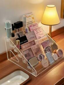 Vowcarol 3/5/7 Tier Transparent Acrylic Paint Storage Rack - Transparent Trapezoid Display Stand Suitable For Handicrafts And Artwork Storage. Lipstick. Perfume. Cosmetics. Display Stand. Multi-Functional - Multicolor - View 4