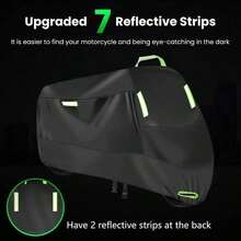 Sarung Motor Berlapis Perak, Tahan Air, Tahan Sinar Matahari, Tahan Hujan, Tahan Debu, Pelindung Luar Ruangan, Cocok Untuk Sepeda Motor, Skuter Listrik, dan Sepeda - Hitam dengan beberapa garis reflektif [hijau] - View 7