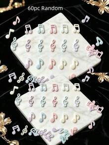 20-200Pcs Colorful Music Note Nail Charms - Alloy 3D Treble Clef Decorations, Dopamine Colors, For DIY Manicure - Multicolor - View 6