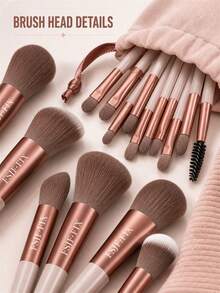 FSJF FIX 18pcs Makeup Brush Set, Includes Eyeshadow Brush, Foundation Brush, BB Cream Brush And Concealer Brush, Soft Multi-Functional Women's Makeup Tool Set, Random Bristle - Multicolor - View 5