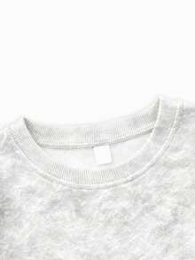 Hip Hop Street Style Boys Crew Neck Sweatshirt, Back Brushed Fleece Print "No Risk No Story" Slogan, Loose Fit Long Sleeve Kids Top, Spring/Autumn/Winter - White - View 5