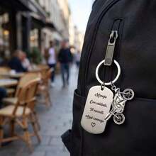 Customizable Motorcycle Keychain, Engravable, Perfect Gift For Motorcycle Enthusiasts. Personalized Helmet Keychain Suitable For Men, Backpack Decoration, Pendant, Perfect Souvenir For Holiday Gatherings And Small Gift For Friends, Boyfriend, Father - Silver - View 4