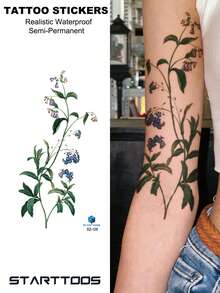 4PCS Multicolor Mori Style Fresh Plant Floral Vine Pattern Party Gift DIY Holiday Gift Temporary Waterproof Tattoo Stickers For Arm, Waist, Abdomen, Shoulder, Back, Leg - Multicolor - View 5
