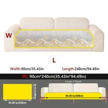 1pc Luxury Chenille Floral Jacquard Sofa Cover, French Style Ruffle Trim Tassel Lace Edge Non-Slip Sofa Protector Pad, All Season Living Room Sofa Slipcover - Grey - View 13