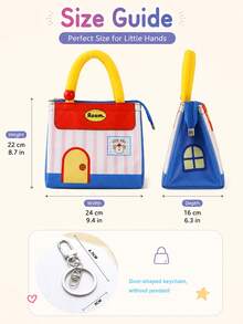 Cute House-Shaped Lunch Bag, Polyester Material, Striped Pattern, Portable Handheld Tote Bag, Suitable For Women And Girls, Office, School, Picnic, Travel, Daily Use, Spring/Summer Outdoor Activities - Multicolor - View 9