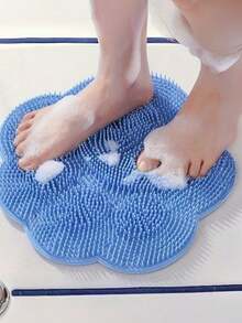 1pc Silicone Foot And Back Scrubbing Mat, Non-Slip Easy To Clean Bathroom Massage Mat, Designed For Enhanced Exfoliation And Relaxation - Multicolor - View 1