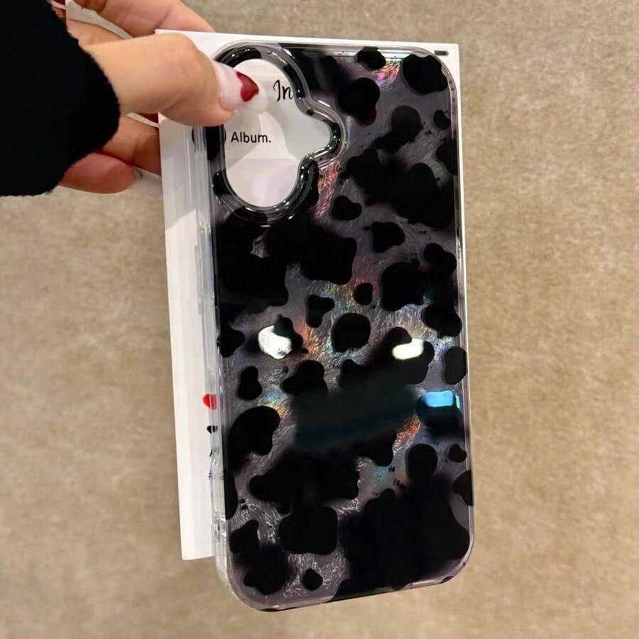 奢華豹紋貝殼紋理手機殼，適用於 iPhone 18 Pro Max 17 Pro 17 Air 17 16 15 14 Plus 13 12 Pro Max 11，時尚防震後蓋 - 黑色 - 查看 1