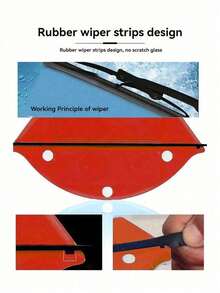 3/2/1pc Magnetic Double Sided Window Cleaner, Triangular Glass Cleaning Tool For 3‑8mm Glass, Strong Magnet Anti‑Pinch Window Squeegee With Sponge & Rope, ABS Household Glass Washing Tool For High Rise Windows - Multiple Styles - View 4