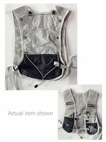 1pc Fashion Portable Cycling Water Bag Backpack, Multi-Compartment Design, Unisex Practical Fitness Bag, Fitness Training Bag, Multi-Functional Running Bag, Multi-Pocket Bicycle Bag. Note: Two Styles Will Be Randomly Shipped, With Or Without Letters. - Grey - View 9