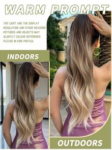 24 Inch Ombre Long Wavy Ponytail Hair Extensions, Clip-In, Heat Resistant Synthetic Fiber, Suitable For Girls And Women For Daily Use - 漸層 - 查看 4