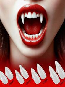 1pc/New Makeup Masquerade Prank Prop Resin Tiger Teeth Halloween Vampire Zombie Fake Teeth Costume Accessory - Multicolor - View 2