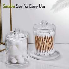1pc/2pcs/4pcs Transparent Round Cotton Swab Storage Box, Makeup Pad Ball Pad, Dust-Proof Vanity Storage Set With Lid - Multicolor - View 6