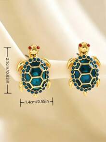 A Pair Jewelry Earrings With Lovely And High-Quality Turtle Designs Are Exquisite Gifts Suitable For Travel, Summer Beach Vacations And Daily Wear. - Blue - View 4