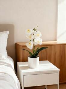 1pc Artificial Phalaenopsis Orchid Potted Plant - White - View 7