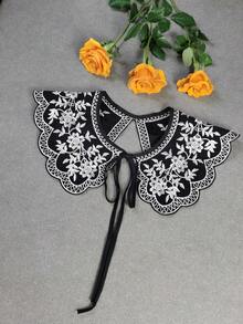 1pc Women Lace Trim Layered Solid Color Polyester Boho Wedding Formal Dress Suit Lapel Flower Collar Accessories Valentine's Day - White - View 13