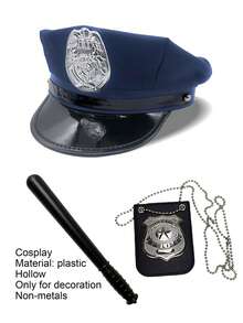 Multi-Piece Police Costume Set With Non-Metal Baton, Theme Party Outfit For Role Play And Cosplay - A - View 10