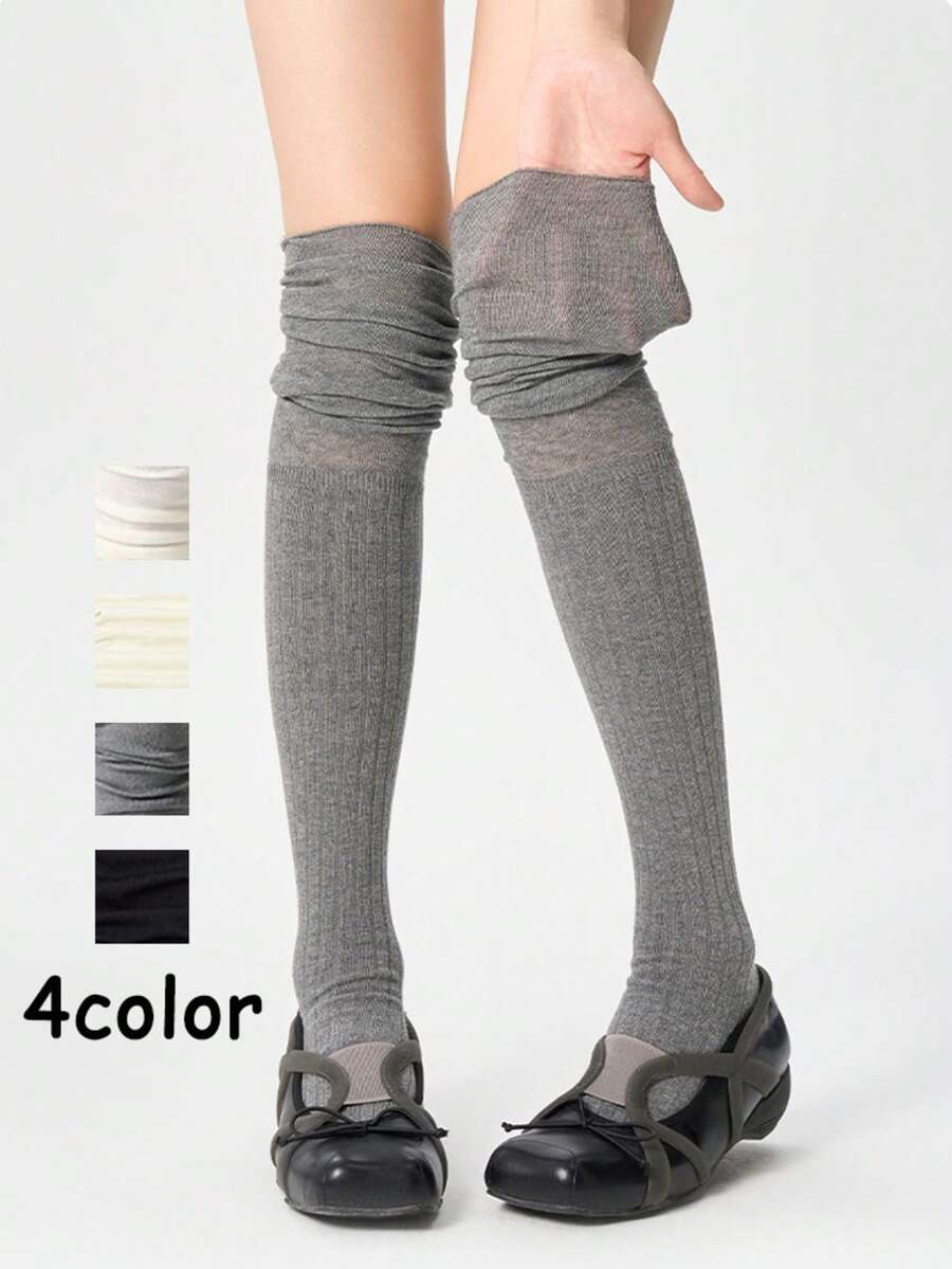 1/2/3 Pasang Kaos Kaki Selutut Longgar Wanita, Kaos Kaki di Atas Lutut, Kaos Kaki Boot Panjang yang Melangsingkan, Cocok untuk Pemakaian Sehari-hari. - Kaus kaki longgar setinggi paha - View 1