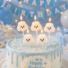 HIBIRTH 5pcs Cute Puppy/Dog Cake Decorative Candles, Teddy Bear Animal Dog Zodiac Happy Birthday Cartoon Candles - Candle - View 2