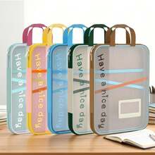 1pc A4 File Folder, L-Shaped Large Opening Gradient Mesh File Sleeve, 4-Layer Classification Storage, Stationery Set For Graduate Entrance Exam And Office Document Storage, Suitable For Accordion Bag, With Handle Portable File Bag - Multicolor - View 2