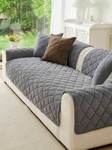 1 buah Sarung Sofa Berlapis Warna Polos, Ramah Hewan Peliharaan, Anti Kotor, Tahan Lama, Cocok untuk Semua Musim, Dekorasi Liburan, Perlindungan Furnitur, Cocok untuk Sandaran Tangan dan Sandaran Punggung Sofa 1/2/3/4 Dudukan - Grey - View 1