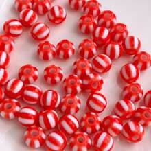 60pcs 8mm Multicolor Two‑Tone Striped Round Acrylic Stringing Beads, Color Block Loose Beads For DIY Bracelet, Keychain, Phone Charm Handmade Jewelry Supplies - Multicolor - View 29