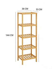 Five‑Tier Bamboo Storage Shelf With Hollow Breathable Shelves, Stable And Durable. Its Vertical Design Saves Space, Suitable For Bathrooms And Living Rooms. Multi‑Layer Partitioned Storage For Various Sundries. - Multicolor - View 7
