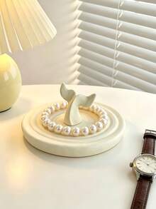 1pc Wabi-Sabi Ceramic Jewelry Tray, Ring, Earring, Necklace, Lipstick Holder, Hanging Design, Desktop Decor - Multicolor - View 7