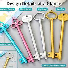 Vintage Key Neutral Pen Creative Writing Exam Water Pen Cute Learning Stationery Office Supplies [Random Color & Style] [Due To Photography Reasons, There May Be Slight Color Difference] - A - View 3