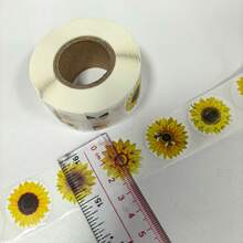 Round Sunflower Decorative Sticker Roll, Floral Self‑Adhesive Stickers For Gift Envelope Cup DIY Decoration - Multicolor - View 8