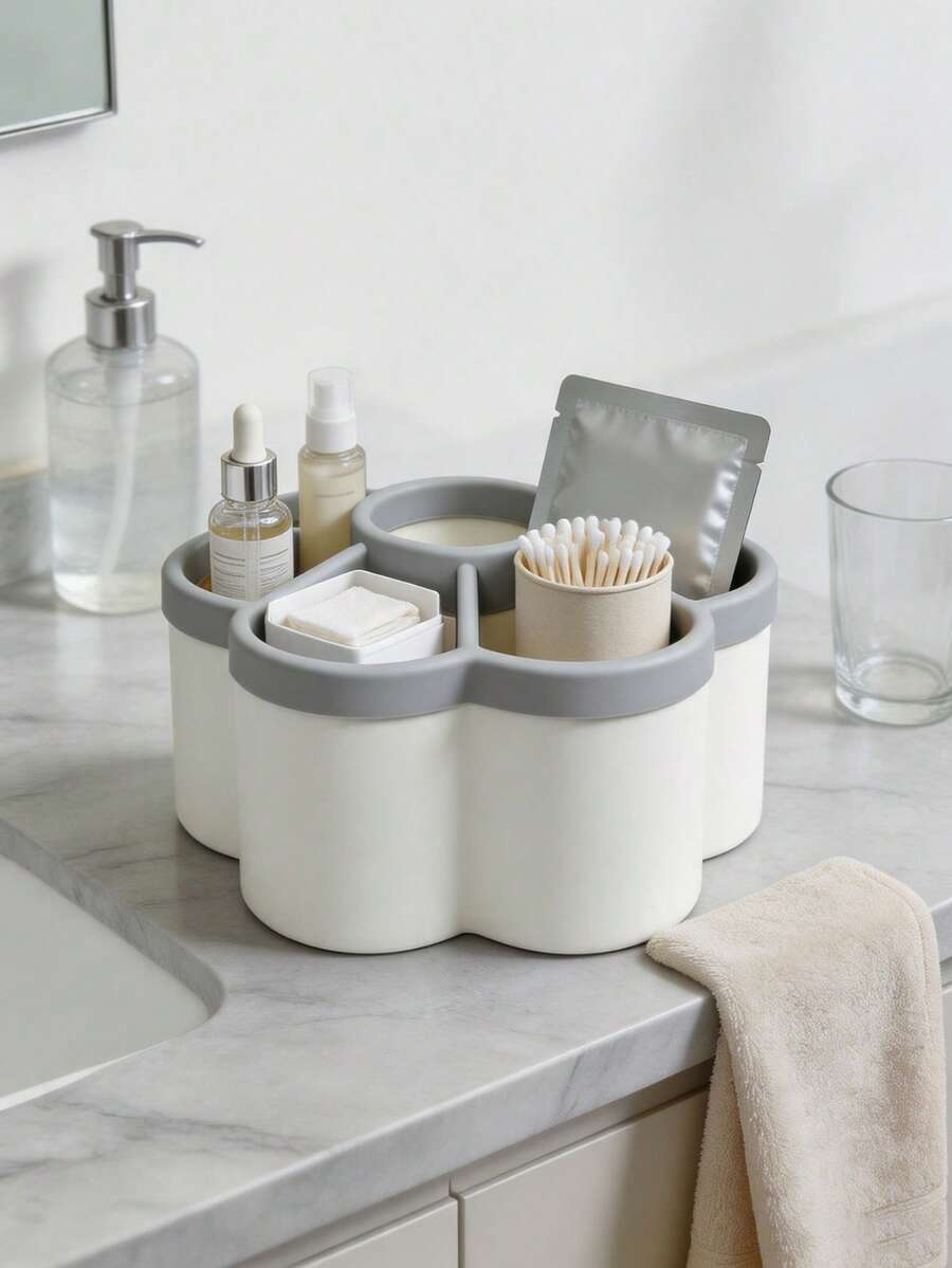 1pc 360° Creative Rotating Pen Holder, Large Capacity Luxury Minimalist Desktop Organizer, Compartment Design, Durable & Anti-Drop, Office Desk Accessory, Pencil Case, School Essential, Bathroom Decor Accessory, Bathroom Accessory, Cosmetic Organizer, Holiday Essential, Room Decor, Autumn Home Decor, Also Suitable For Back To School, Christmas, Christmas Home Decor, Christmas Stocking Filler, Christmas Gift, Gift For Women - One Size Fits All - View 1