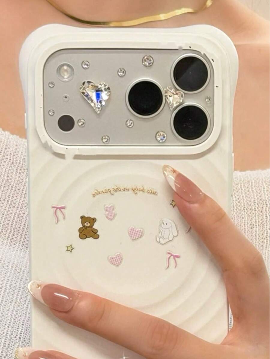 Premium Niche Heavy-Duty 3D Heart Rhinestone Decor Compatible With Iphone 17 Pro Max Transparent Lens Film New Apple 17 Pro Rear Camera Anti-Scratch Luxury Tempered Glass Screen Protector - Clear - View 1