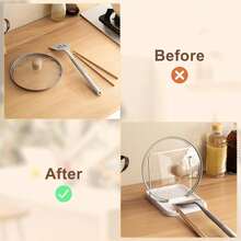 1-Piece Foldable Pot Lid And Spoon Holder, Easy To Clean, Fits Pot Lids With 16-34 Cm Diameter, Kitchen Storage Accessory - White - View 6