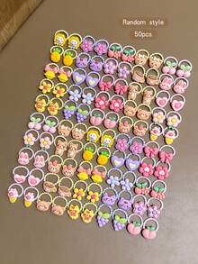 50pcs Random Cartoon Cute Style Hair Ties Suitable For Daily Use - Multicolor - View 2
