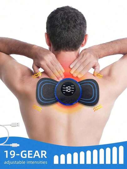 1 pièce Mini Masseur de Cou Portable Rechargeable, Tampon de Massage Électrique du Cou pour Soulager le Stress des Épaules et du Cou, Patch de Massage du Cou à Microcourant EMS, 8 Modes 19 Niveaux d'Intensité, Convient pour le Travail, la Maison et les Voyages