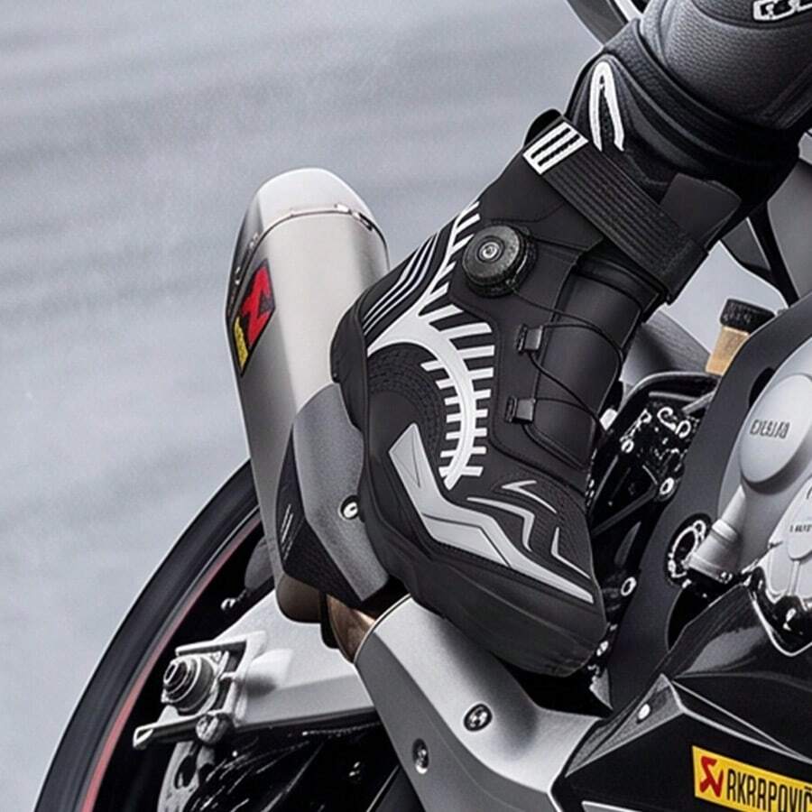 Men's Casual Motorcycle Boots, Suitable For Racing And Combat, Fashionable Motorcycle Shoes, Riding Shoes, With Rotating Buckle, PU Material Motorcycle Shoes