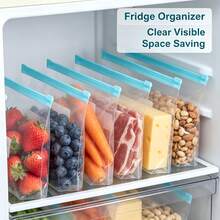 45pcs Food Storage Bags (10 Large, 15 Medium, 20 Small), Thickened Freezer Bags, Microwave , Blue, For Long-Term Food Storage And Organization, Transparent PE Zipper Bags, Kitchen Food And Snack Portioning And Storage - View 2