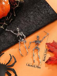 1 Pair Vintage Gothic Halloween Skull Earrings, Punk Style - Skull C - View 5